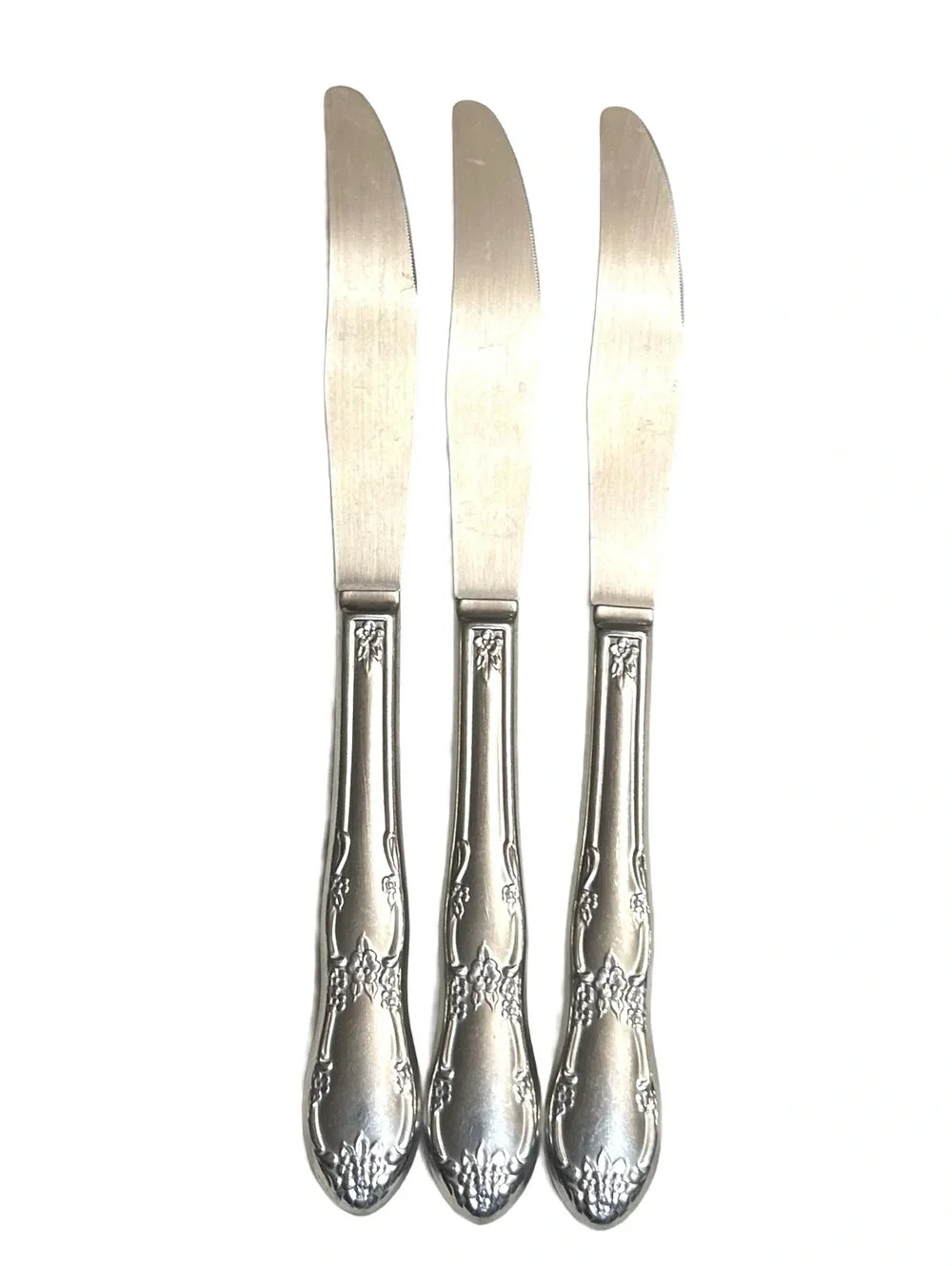 Set of 3 Vintage Stainless Steel Oneida Fenway (Daydream) Dinner Knives